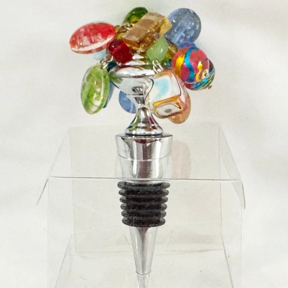 Pier 1 Imports Bottle Stopper Multi Color‎ Art Glass Wine Bottle Topper 460/4604